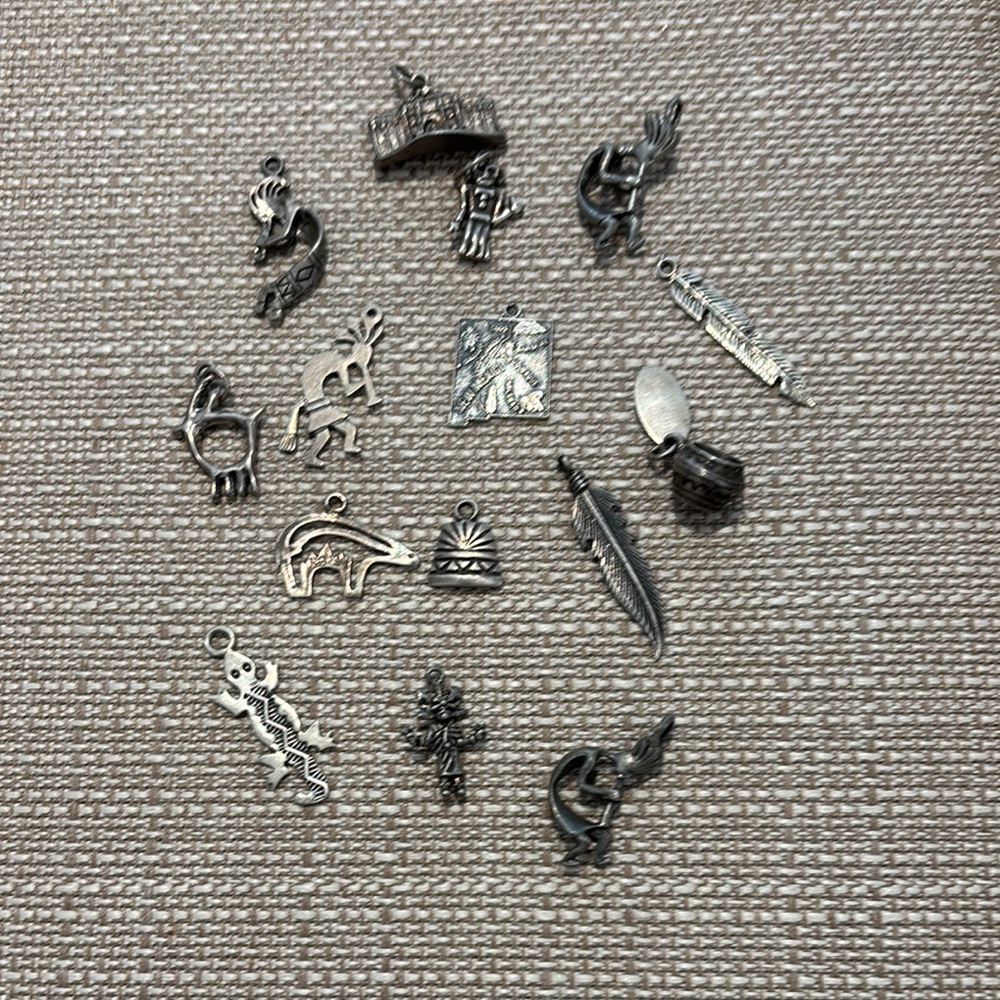 15 vintage silver, New Mexico charms
